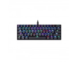 Tastatura gaming mecanica Motospeed CK61 cu fir de 1.5m, conexiune USB, iluminat RGB, Switch-uri Outemu Blue, Negru