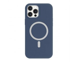 Husa Spate Mercury MagSafe Compatibila Cu iPhone 12 / 12 Pro, Interior Microfibra, Silicon, Albastru