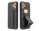 Husa Spate Forcell Leather Compatibila Cu iphone 13 Pro, Piele Ecologica, Stand si Protectie La Camera, Negru