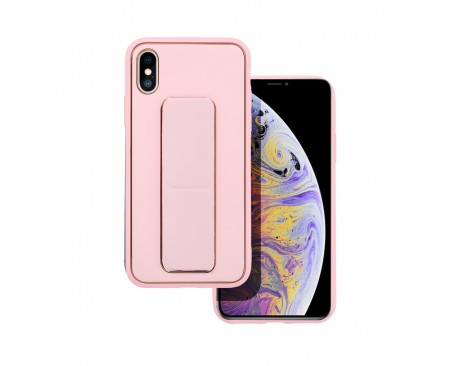 Husa Spate Forcell Leather Compatibila Cu iphone Xr, Piele Ecologica, Stand si Protectie La Camera, Roz
