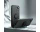 Husa Spate Roar Amber Compatibila Cu iPhone 12, Inel Metalic Pe Spate, Protectie Camera, Negru