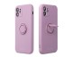 Husa Spate Roar Amber Compatibila Cu iPhone 12, Inel Metalic Pe Spate, Protectie Camera, Mov