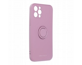 Husa Spate Roar Amber Compatibila Cu iPhone 12 Pro, Inel Metalic Pe Spate, Protectie Camera, Negru
