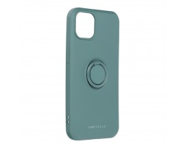Husa Spate Roar Amber Compatibila Cu iPhone 13, Inel Metalic Pe Spate, Verde