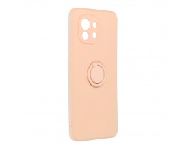 Husa Spate Roar Amber Compatibila Cu Xiaomi Mi 11, Inel Metalic Pe Spate, Roz