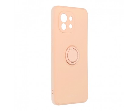 Husa Spate Roar Amber Compatibila Cu Xiaomi Mi 11, Inel Metalic Pe Spate, Roz