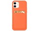 Husa Spate Upzz Silicone Walllet Compatibila Cu iPhone 12, Suport De Card Pe Spate, Orange Inchis