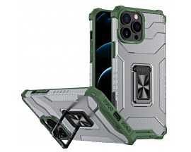 Husa Spate AntiShock Upzz Tough Stand Crystal Ring Compatibila Cu iPhone 12 Pro Max, Verde