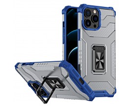 Husa Spate AntiShock Upzz Tough Stand Crystal Ring Compatibila Cu iPhone 13 Pro, Albastru