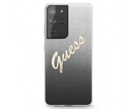 Husa Spate Guess Compatibila Cu Samsung Galaxy S21 Ultra, Script Glitter Gradient, Negru - 0495933