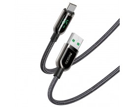 Cablu Date Incarcare Yesido (CA-85), USB la USB Type C, Fast Charge 66W, 5A , Afisaj Digital, Lungime 1,2m, Negru - 5326
