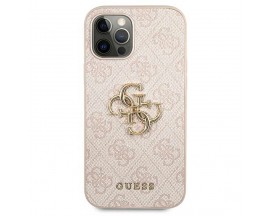 Husa Spate Premium Guess Compatibila Cu iPhone 12 Pro Max, Colectia Big Metal Logo, Roz - 006846