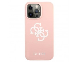 Husa Premium Guess iPhone 13 Pro Max, Colectia Silicone 4G Logo, Roz - 024345