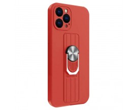 Husa Spate Upzz Ring Liquid Compatibila Cu iPhone 13 Pro, Suport Metalic Pe Spate, Protectie La Camera, Rosu