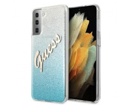 Husa Spate Guess Gradient Script Silicon Compatibila Cu Samsung Galaxy S21+ Plus, Albastru