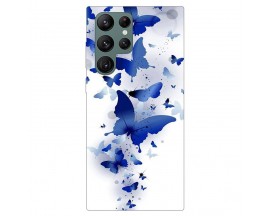 Husa Silicon Soft Upzz Print Compatibila Cu Samsung Galaxy S22 Ultra Model Blue Butterflies
