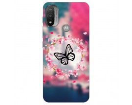 Husa Silicon Soft Upzz Print, Compatibila Cu Motorola Moto E20, Butterfly