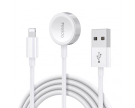 Cablu Incarcare 2 in 1 Yesido, USB la Lightning, Incarcare Wireless Magnetic Compatibil cu Apple Watch, Lungime 1.2 M, Alb CA-70