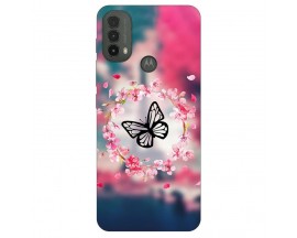 Husa Silicon Soft Upzz Print, Compatibila Cu Motorola Moto E40, Butterfly