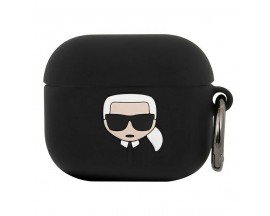 Husa Protectie Karl Lagerfeld Compatibila Cu Airpods 3, Colectia Silikone Ikonik, Negru