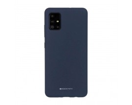 Husa Spate Mercury Silicone, Compatibila Cu Samsung Galaxy A51, Interior Alcantara, Albastru Navy
