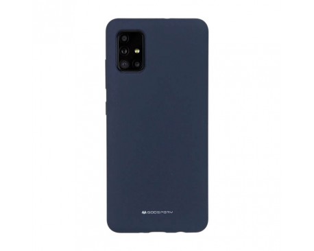 Husa Spate Mercury Silicone, Compatibila Cu Samsung Galaxy A51, Interior Alcantara, Albastru Navy