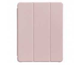 Husa Tableta Upzz Stand Case Smart Cover Pentru iPad Pro 12.9" 2021, Spate Transparent, Functie Stand, Roz