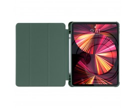Husa Tableta Upzz Stand Case Smart Cover Pentru iPad Pro 11" 2021, Spate Transparent, Functie Stand, Verde