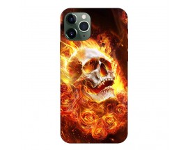 Husa Silicon Soft Upzz Print, Compatibila Cu iPhone 12 Pro Max, Flame Skull