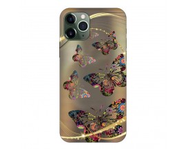 Husa Silicon Soft Upzz Print, Compatibila Cu iPhone 12 Pro Max, Golden Butterfly