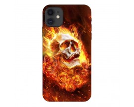 Husa Silicon Soft Upzz Print, Compatibila Cu iPhone 12 Mini, Flame Skull