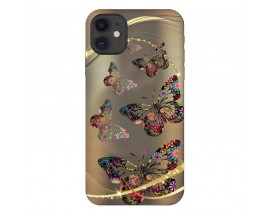 Husa Silicon Soft Upzz Print, Compatibila Cu iPhone 12 Mini, Golden Butterfly
