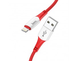 Cablu Date Hoco Ferry, USB La Lightning, 2.4A, 1m Lungime, Rosu - X70