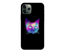 Husa Silicon Soft Upzz Print, Compatibila Cu iPhone 12/12 Pro, Neon Cat