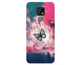 Husa Silicon Soft Upzz Print, Compatibila Cu Motorola Moto E7, Butterfly
