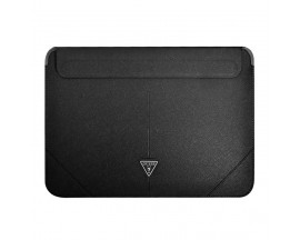 Husa Premium Guess Sleeve Saffiano Triangle Logo, Compatibila Cu Laptop / Macbook Pro / Air 13 inch, Negru - 39868