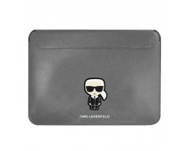 Husa Premium Karl Lagerfeld Sleeve Saffiano Ikonik Karl, Compatibila Cu Laptop / Macbook Pro / Air 13 inch, Silver - 40246