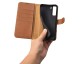 Husa Premium Tip Carte iCarer Haitang Leather, Pentru Samsung Galaxy S22+ Plus, Piele Naturala, Maro