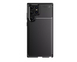 Husa Spate Upzz Carbon Rugged Auto Focus Pentru Samsung Galaxy S22 Ultra, Silicon, Negru