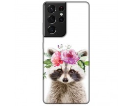 Husa Silicon Soft Upzz Print, Compatibila Cu Samsung Galaxy S21 Ultra, Cute Raccoon