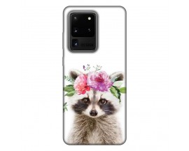 Husa Silicon Soft Upzz Print, Compatibila Cu Samsung Galaxy S20 Ultra, Cute Raccoon