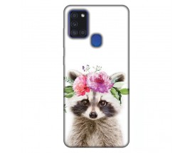 Husa Silicon Soft Upzz Print, Compatibila Cu Samsung Galaxy A21s, Cute Raccoon