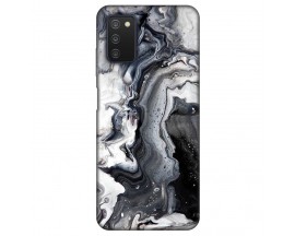 Husa Silicon Soft Upzz Print, Compatibila Cu Samsung Galaxy A03s, Black Marble