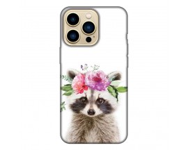 Husa Silicon Soft Upzz Print, Compatibila Cu iPhone 13 Pro, Cute Raccoon