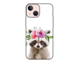 Husa Silicon Soft Upzz Print, Compatibila Cu iPhone 13 Mini, Cute Raccoon