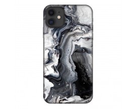 Husa Silicon Soft Upzz Print, Compatibila Cu iPhone 12, Black Marble