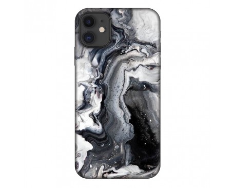 Husa Silicon Soft Upzz Print, Compatibila Cu iPhone 12, Black Marble