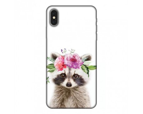 Husa Silicon Soft Upzz Print, Compatibila Cu iPhone Xs Max, Cute Raccoon