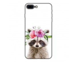Husa Silicon Soft Upzz Print, Compatibila Cu iPhone 7 Plus / 8 Plus, Cute Raccoon
