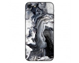 Husa Silicon Soft Upzz Print, Compatibila Cu iPhone SE 2020 / 2022, Black Marble